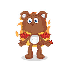 bear demon with wings character. cartoon mascot vector