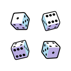 Set of dice in isometric style on a white background for print and design.Vector illustration.