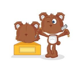bear sculptor character. cartoon mascot vector