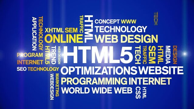 HTML5 animated tag word cloud;text design animation kinetic typography seamless loop.