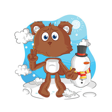 bear in cold winter character. cartoon mascot vector