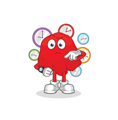 red cloth with wristwatch cartoon. cartoon mascot vector