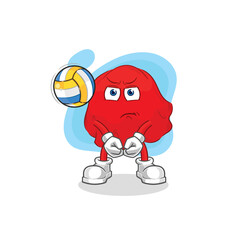 red cloth play volleyball mascot. cartoon vector