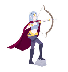 Female archer in cloak, isolated fantasy character