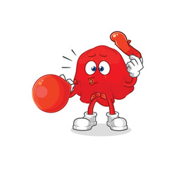 red cloth pantomime blowing balloon. cartoon mascot vector