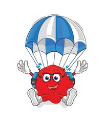 red cloth skydiving character. cartoon mascot vector