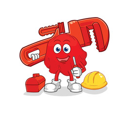 red cloth plumber cartoon. cartoon mascot vector