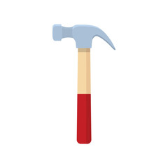 Construction Hammer Vector Illustration, Carpenters Hammer with red painted wooden handle and metal base