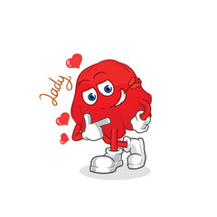 red cloth flirting illustration. character vector