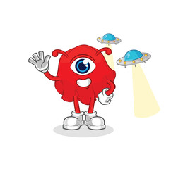 red cloth alien cartoon mascot vector