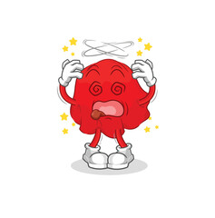 red cloth dizzy head mascot. cartoon vector