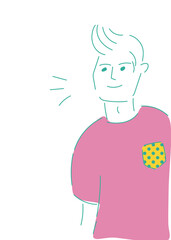 ラフな服装の男性の手描きイラスト