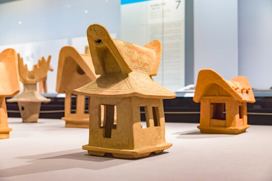 TOKYO, JAPAN - JUL 20, 2022: Tomb Sculpture ("Haniwa"): House, Important Cultural Property of Japan,  in the Tokyo National Museum in Tokyo, Japan.