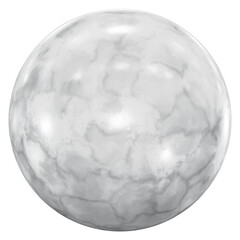 Realistic 3D illustration of the white marble sphere isolated on white