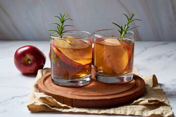 Apple cider or tea, hot drink for autumn.