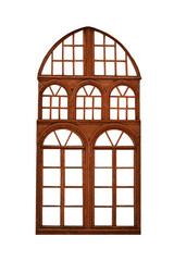 carved wooden window frame in antique style, isolate on white background