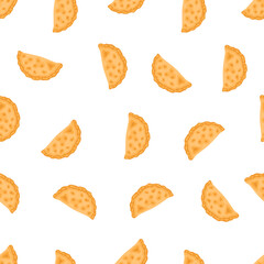Simple modern flat pizza calzone seamless pattern. Italian closed pizza background
