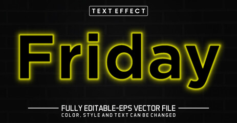 Glowing Friday neon light, Editable Graphic Style text effect