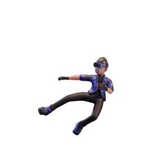 Metaverse Character 3d with virtual reality device, for web, app, infographic, app