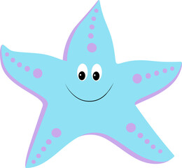 Vector illustration of funny starfish. Cartoon sea star. Isolated element.