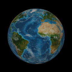 Earth globe isolated on black background. Elements of this image furnished by NASA.