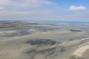 Vue aérienne de la baie du Mont-Saint-Michel, France
