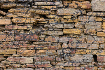 Iron Age Dry Stone Wall, Broch of Borwick, Yesnaby, Orkney, Scotland