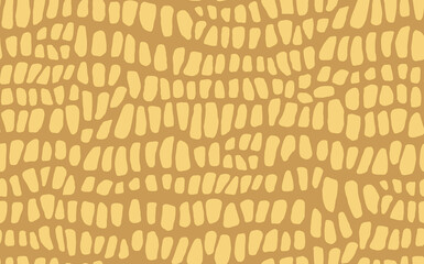 Abstract modern crocodile leather seamless pattern. Animals trendy background. Beige decorative vector illustration for print, fabric, textile. Modern ornament of stylized alligator skin