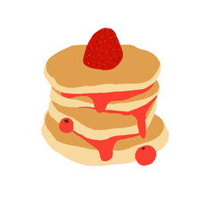 Pancake with strawberry isolated.