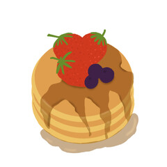 Pancake with strawberry, blueberry.