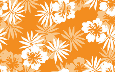 Fototapeta premium Seamless floral pattern based on traditional folk art ornaments. Colorful flowers on color background. Scandinavian style. Sweden nordic style. Vector illustration. Simple minimalistic pattern