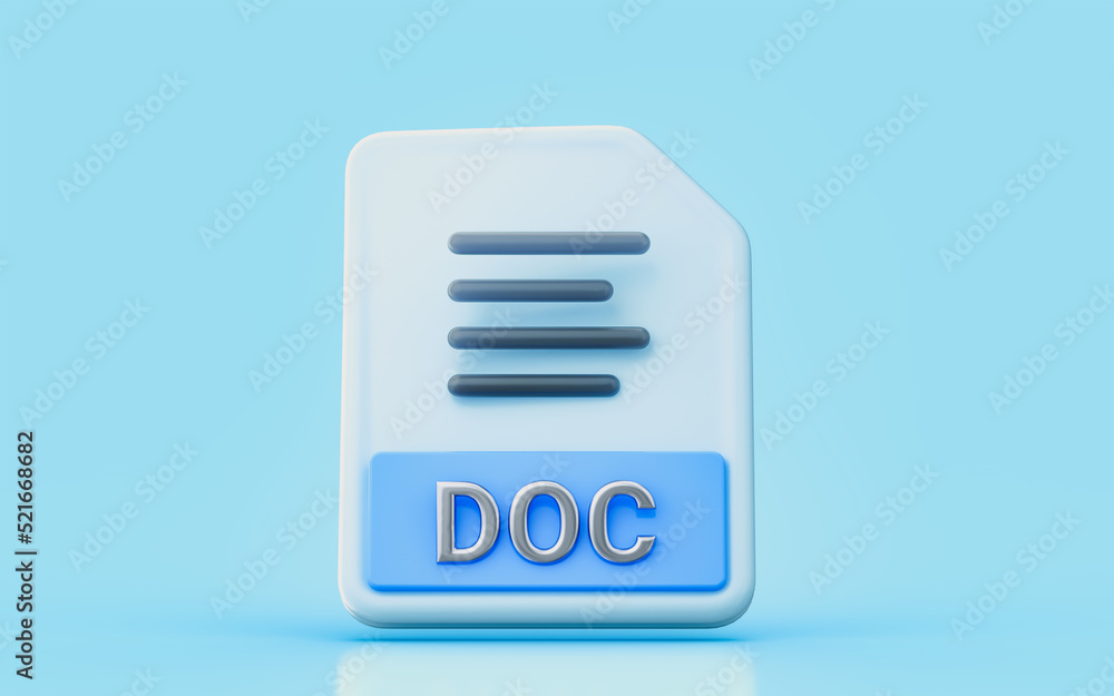 Poster doc file sign 3d render concept for writing cv letter notebook important information save