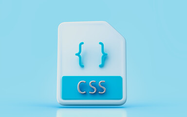 CSS document file sign 3d render concept for programmer contain create web developer