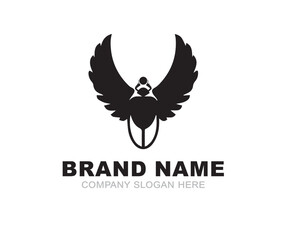 vector scarab beetle. Ancient Egypt. Flat icon personifying the sun god Ra. Logo or icon isolated on a white cell with black.