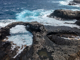 aerial drone flight over the beautiful canary island el hierro in spain in summer