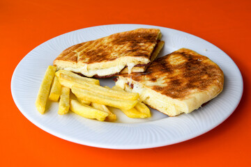 Homemade burek (borek)  with cheese and spinach and boiled egg.Traditional food. Peynirli, Patatesli, kiymali kol boregi.