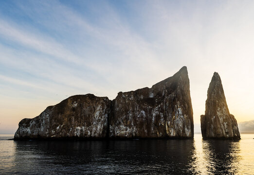 leon dormido, Roca Le&oacute;n Dormido at sunrise, Galapagos islands, Ecuador, South America