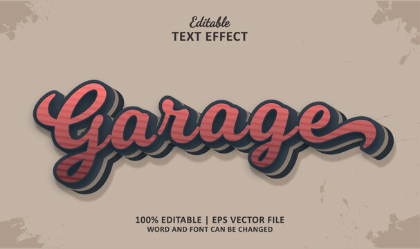 Garage text effect style vintage. Editable text effect vector. 
