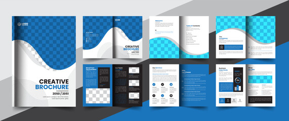 corporate company profile brochure annual report booklet business proposal layout concept design with modern shapes - obrazy, fototapety, plakaty