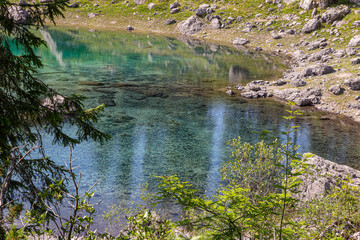 small alpine lake in the Dolomites