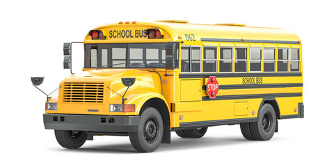 School bus isolated on white background. - obrazy, fototapety, plakaty