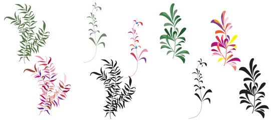 Modern set of abstract elements, minimal design in different styles, vector illustration