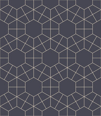 Oriental Arabic Lattice Line Art Seamless Pattern Vector Abstract Background. Traditional Arabian Ornament Linear Structure Repetitive Pale Grey Wallpaper. Outline Tracery Endless Graphic Illustration