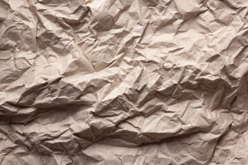 Crumpled parcel paper background texture copy space