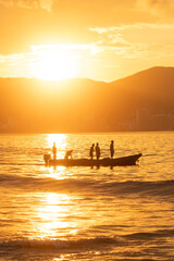 Fishermen at dawn, Acapulco Bay, Mexico