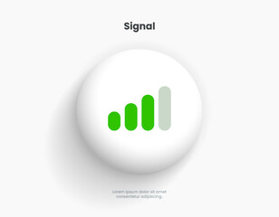 3d Mobile phone interface icon. Connection and signal bar symbol for mobile app, UI, operation system.