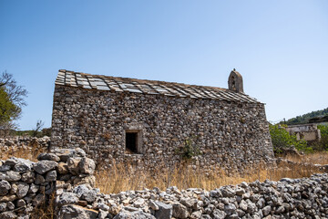 Kythira Kastro of Milopotamos Kato Chora Ionian islands Greece. Venetian castle at Kythera.