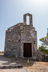 Saint John Baptist, Kastro Kythira Ionian islands, Greece. Old Orthodox church at Fortezza. Vertical