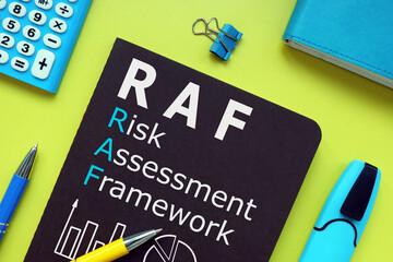 Risk Assessment Framework RAF is shown using the text - obrazy, fototapety, plakaty