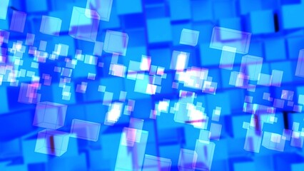 青いキューブが並ぶ抽象的な背景イラスト